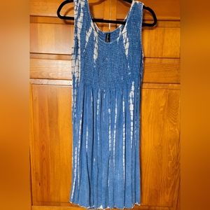 EUC Sacred Threads Sleeveless Tiedye denim blue cute dress L/XL